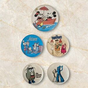 Vintage Pins Mickey Minnie Flintstones Jetsons Gumby Pokey Mr. Potato Head